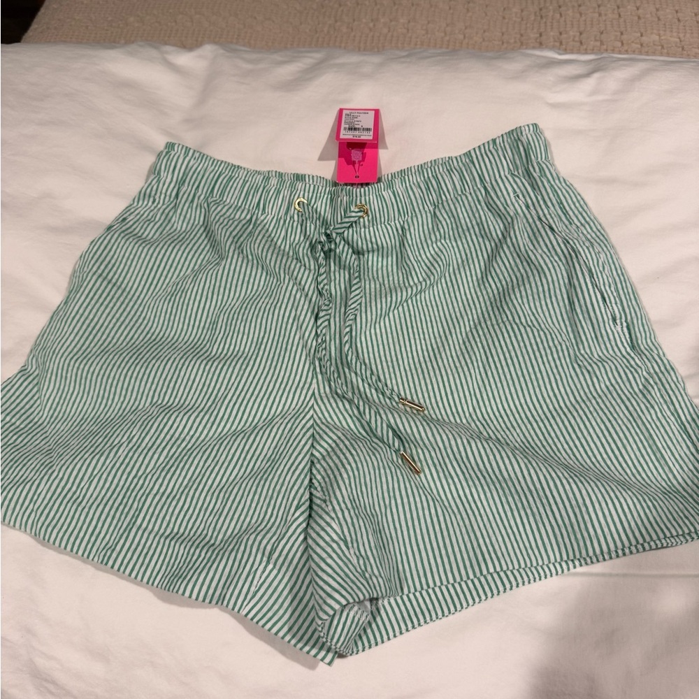 Lilly Pulitzer Green Striped High Waist Shorts